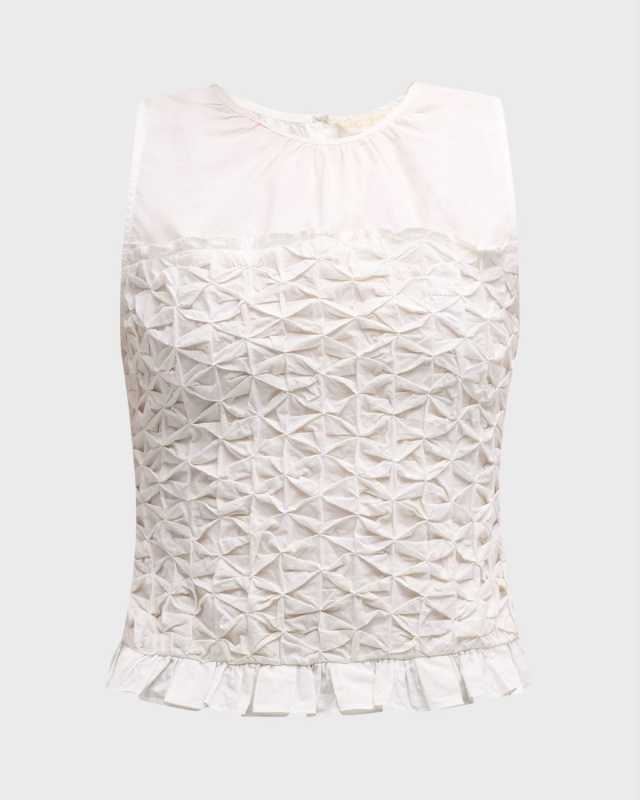 Paisley Textured Ruffle-Hem Blouse