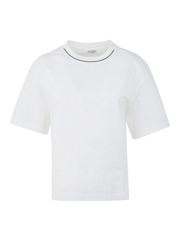 Brunello Cucinelli Pull Col Rond - Blanc
