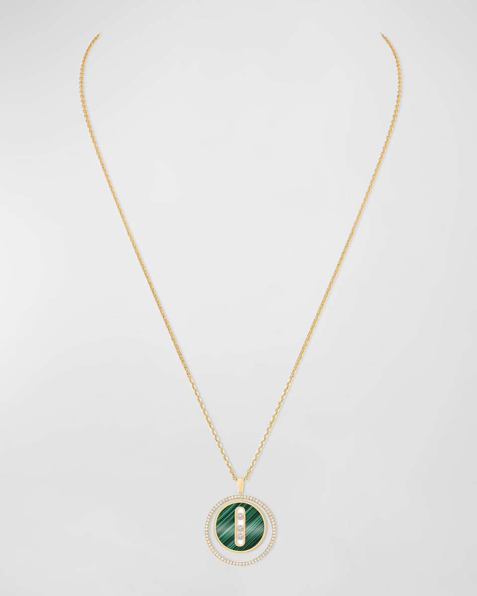 LUCKY MOVE 18K YELLOW GOLD MALACHITE DIAMOND PENDANT NECKLACE
