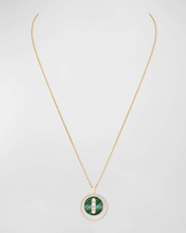LUCKY MOVE 18K YELLOW GOLD MALACHITE DIAMOND PENDANT NECKLACE