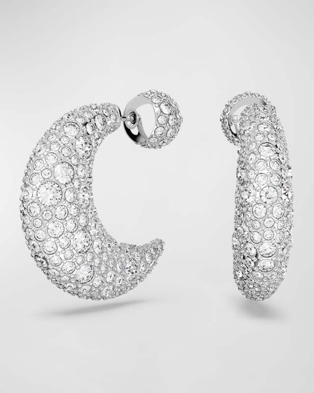 Luna Rhodium-Plated Pave Crystal Earrings