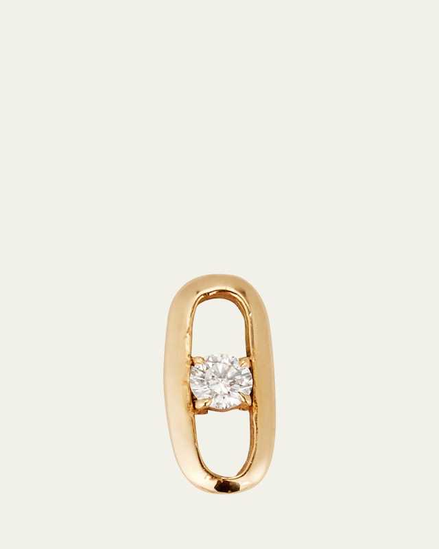 18K Yellow Gold Prong-Set Diamond Link Stud Single Earring