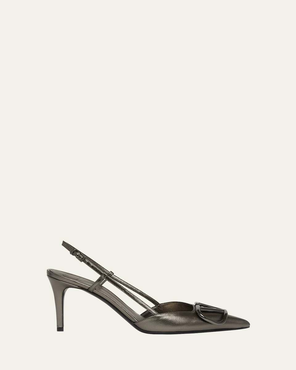 VLogo Metallic Slingback Pumps