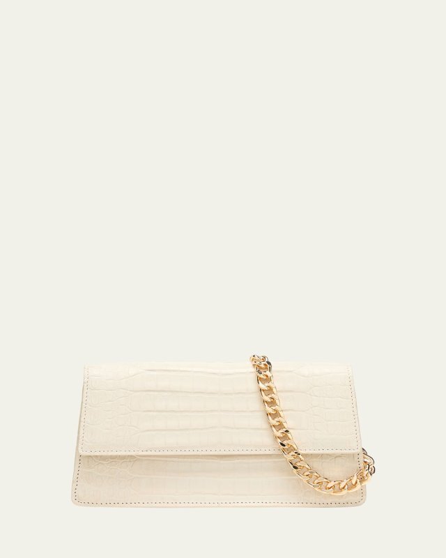 Michelle Crocodile Flap Crossbody Bag