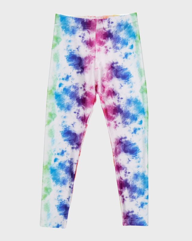 Girl's Rainbow Ice Dye Hi-Shine Leggings, Size 2T-12