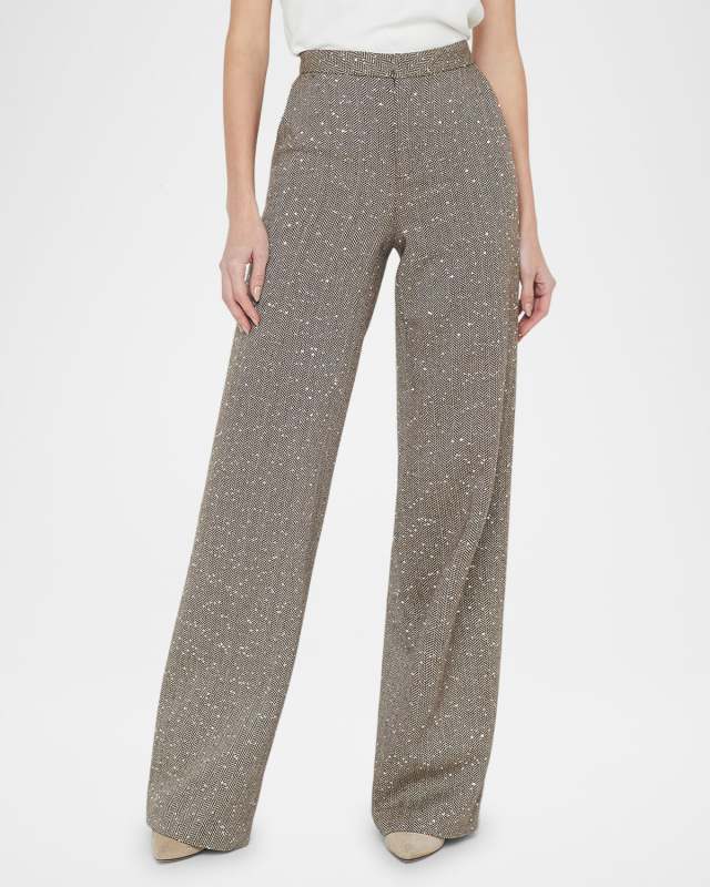 Livvy Chevron Straight-Leg Trousers