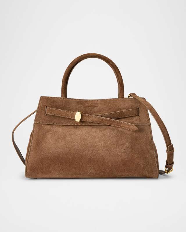 Dash Belted Suede Top-Handle Bag