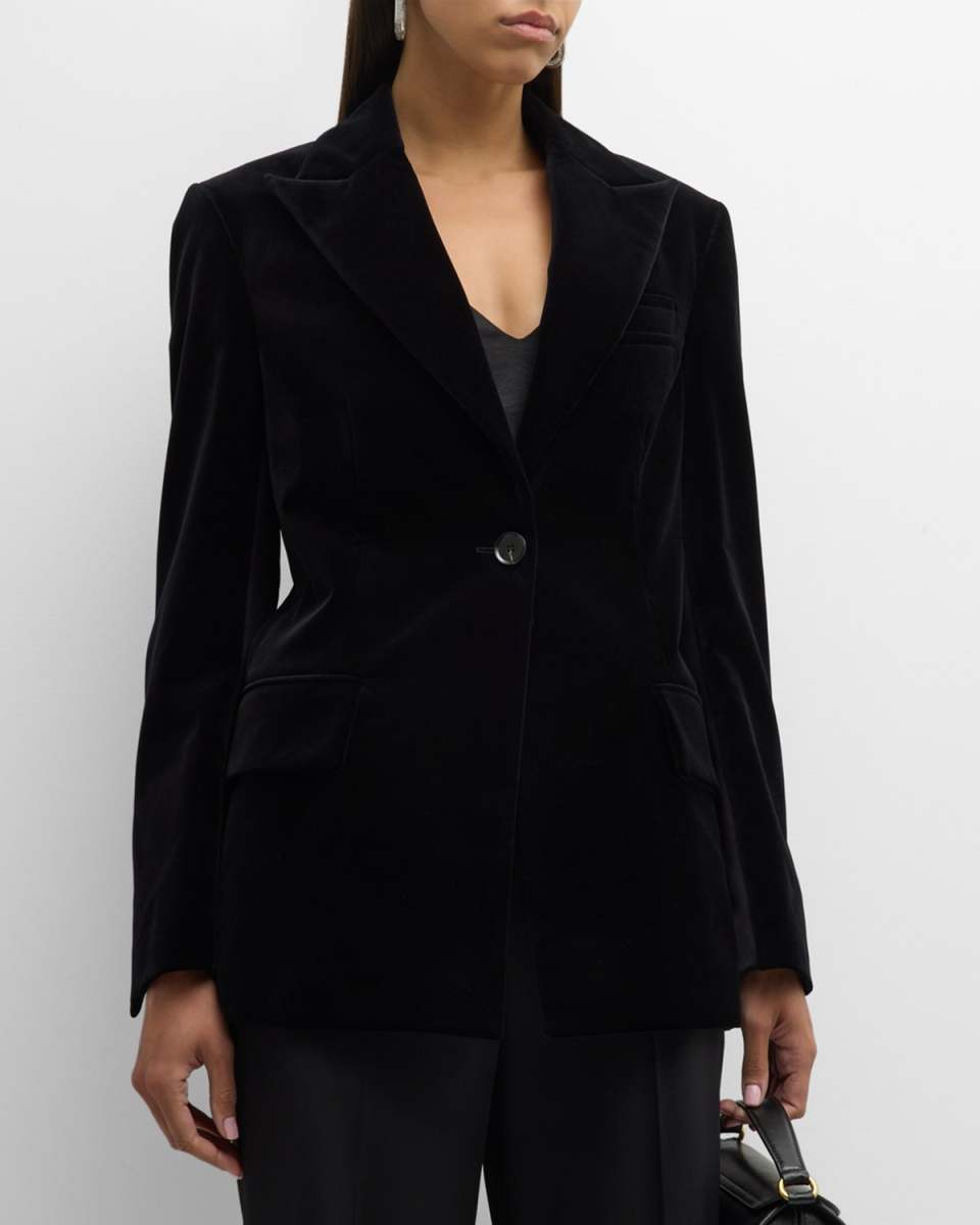 Nico Velvet Single-Breasted Blazer Jacket