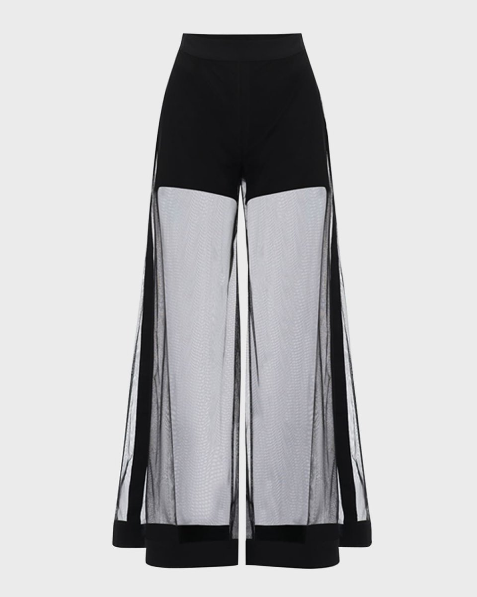 Castille High-Rise Wide-Leg Mesh Pants