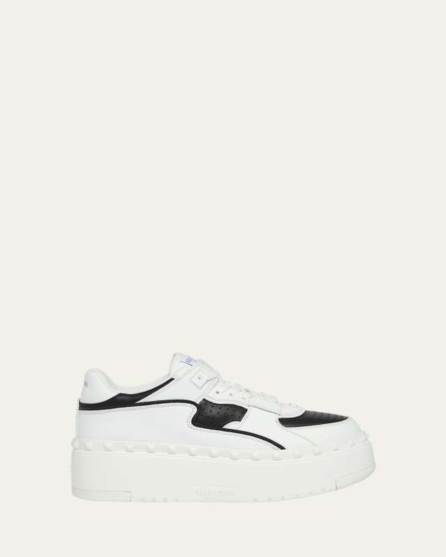 Bicolor Leather Platform Sneakers