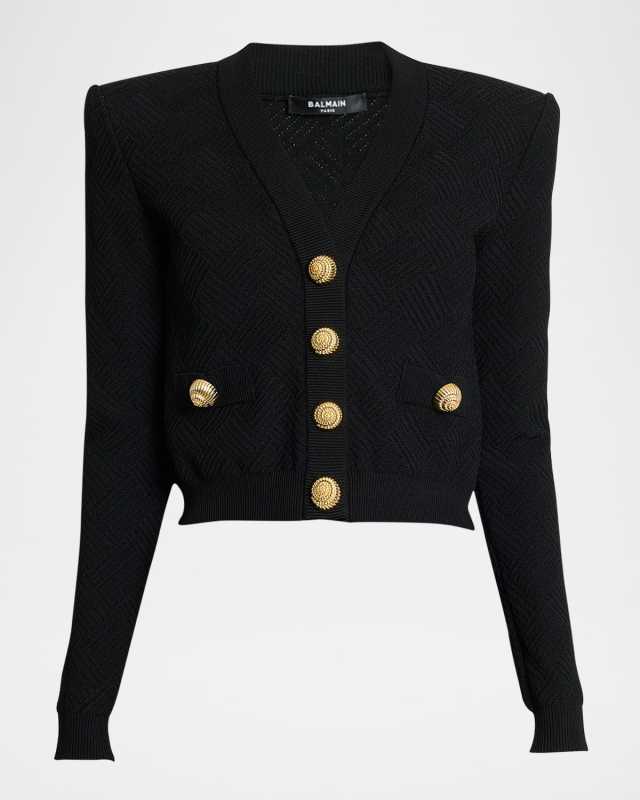 V-Neck Vichy Knit Cardigan