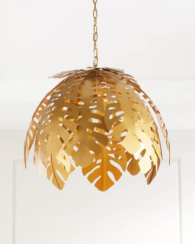 Gold Tropical Leaf 24" Chandelier