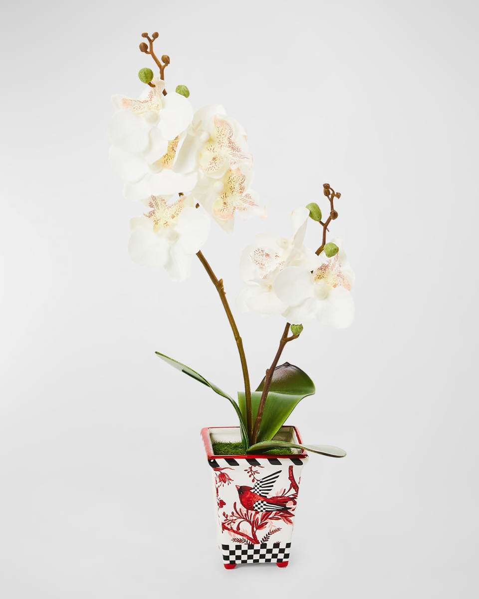 Cardinal Toile Orchid 16" Faux Floral Arrangement