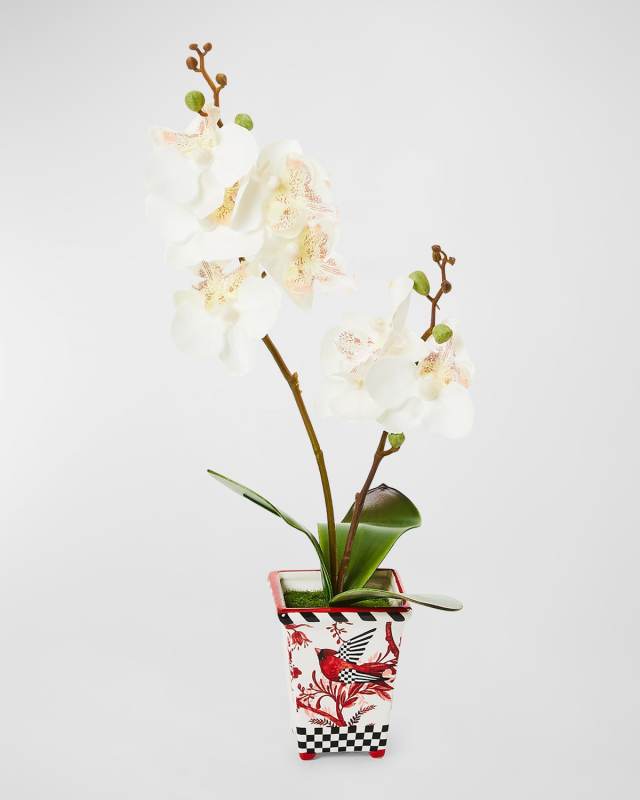 Cardinal Toile Orchid 16" Faux Floral Arrangement