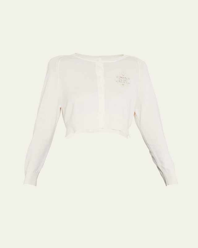 Bead-Embellished Wool Crop Cardigan