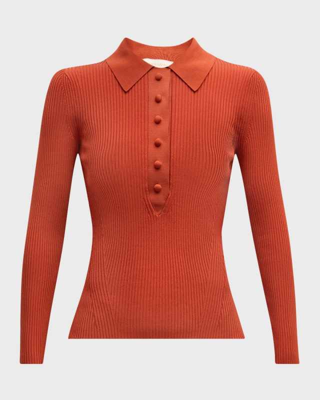 Long-Sleeve Polo Top