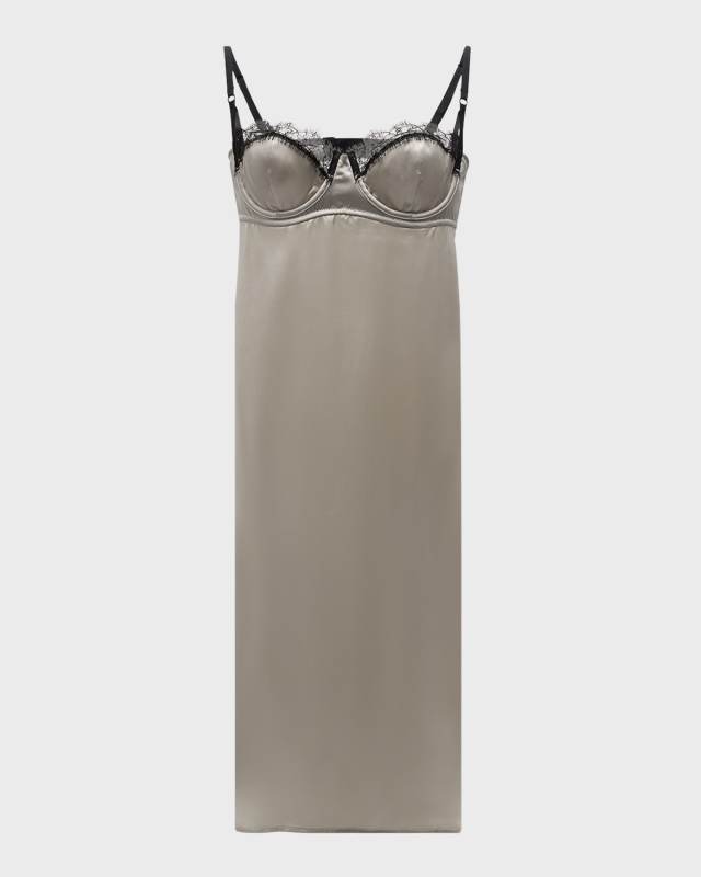 Lace-Trim Sweetheart Midi Slip Dress