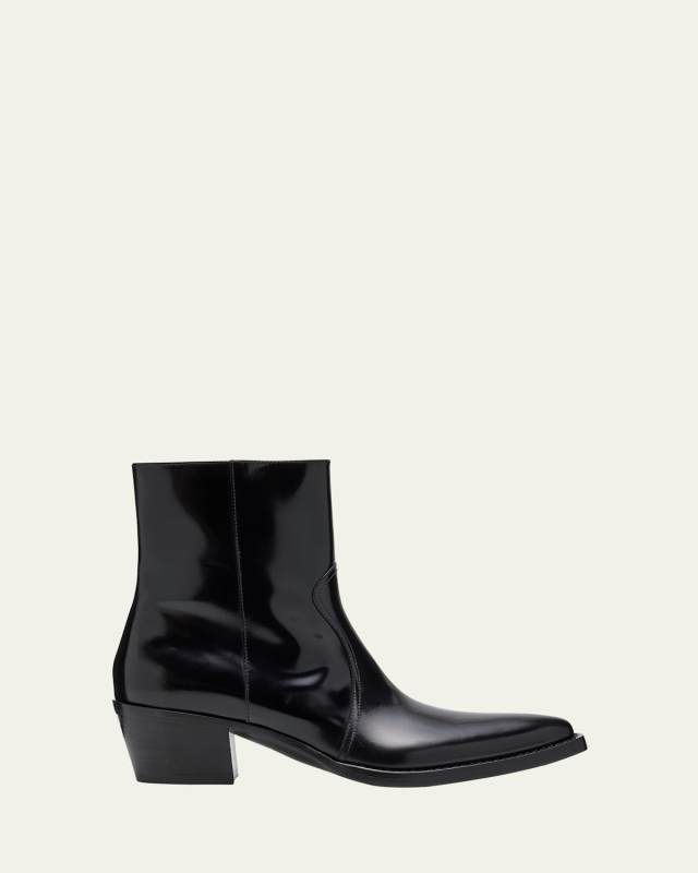 Leather Zip Ankle Boots