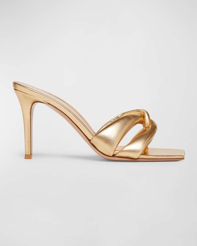 Metallic Twist Stiletto Mule Sandals