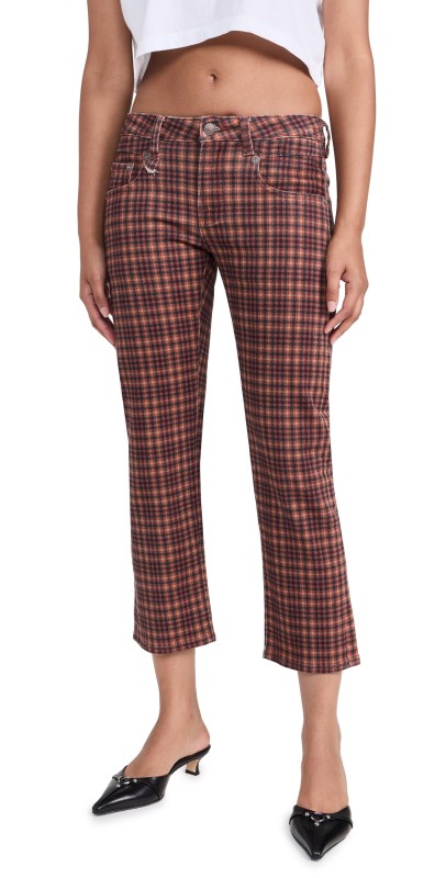 R13 Boy Straight Jeans Printed Auburn Plaid