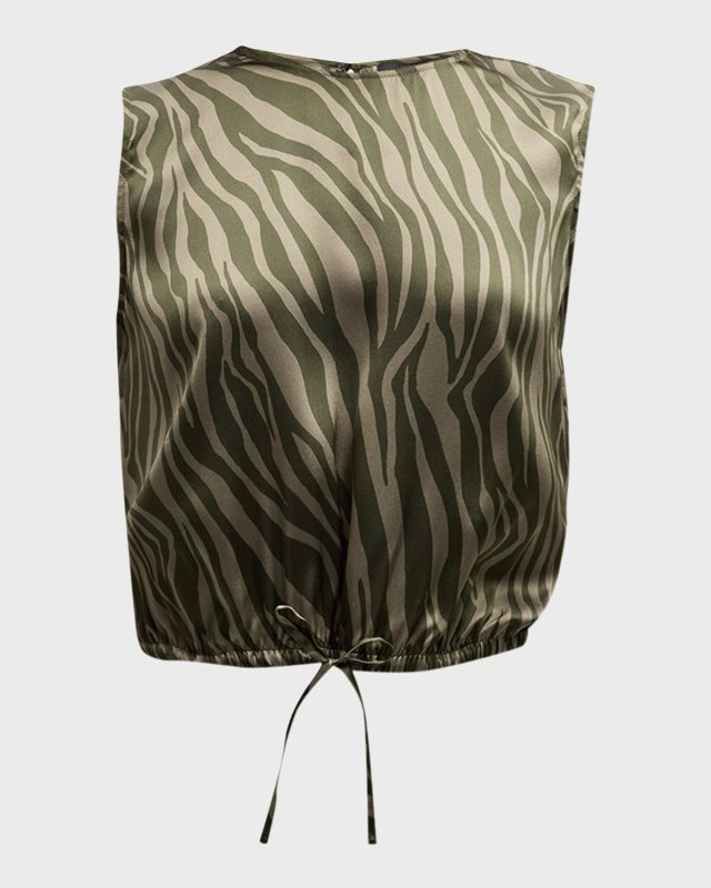 Zebra Stripe Silk Sleeveless Top