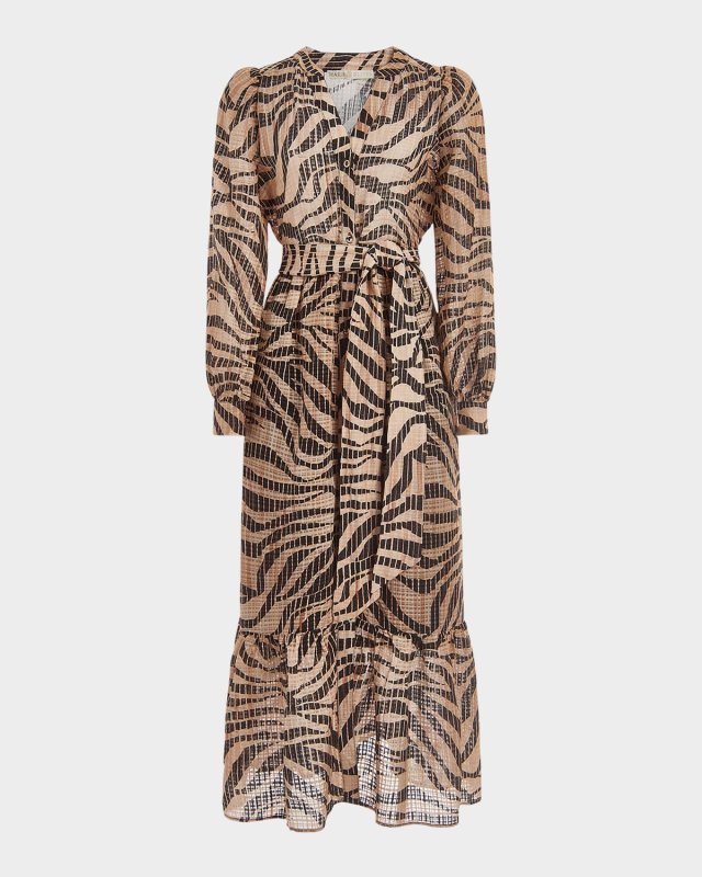 Hannon Animal-Print Flounce Maxi Dress