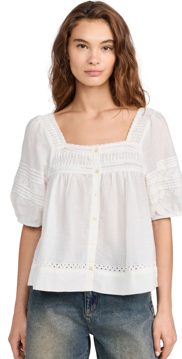 THE GREAT. The Keepsake Rose Top White