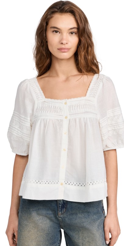 THE GREAT. The Keepsake Rose Top White