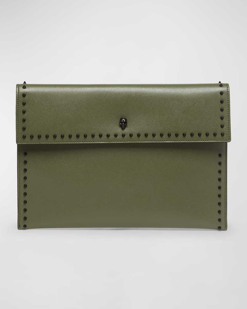 Envelope Spiked Leather Pouch Clutch Bag