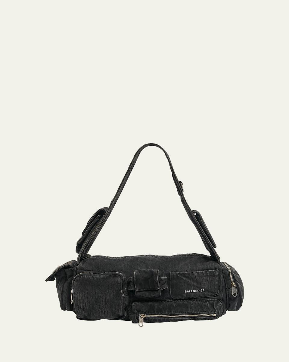 Superbusy Sling Washed Denim Shoulder Bag