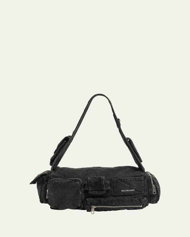 Superbusy Sling Washed Denim Shoulder Bag