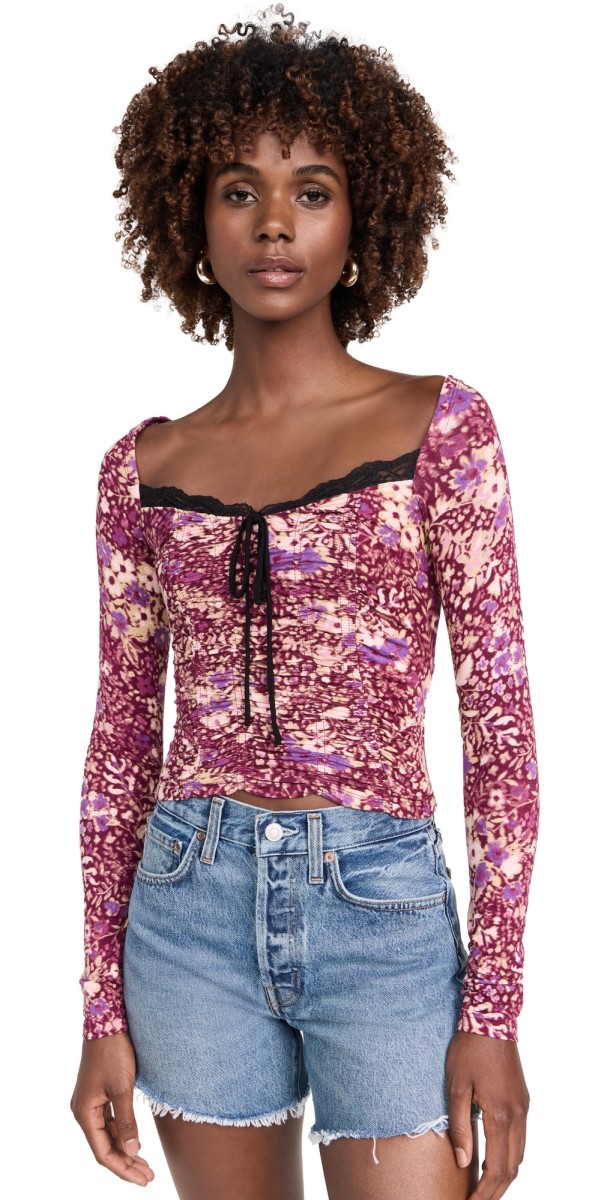 Free People Layer It On Me Top Red Combo