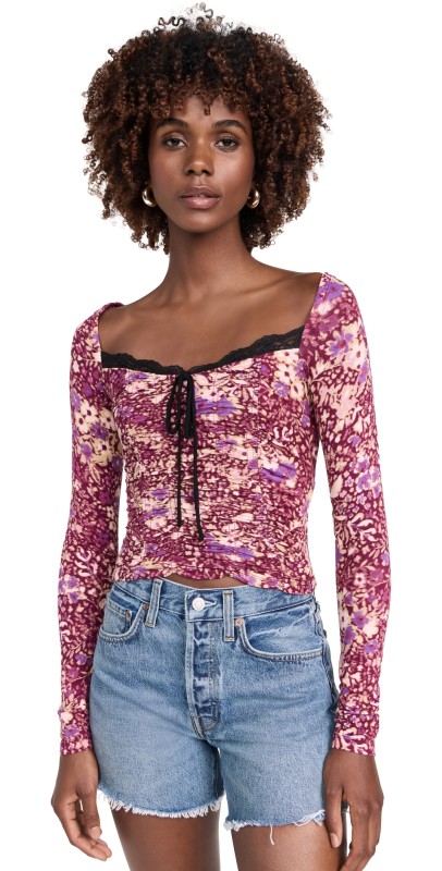 Free People Layer It On Me Top Red Combo