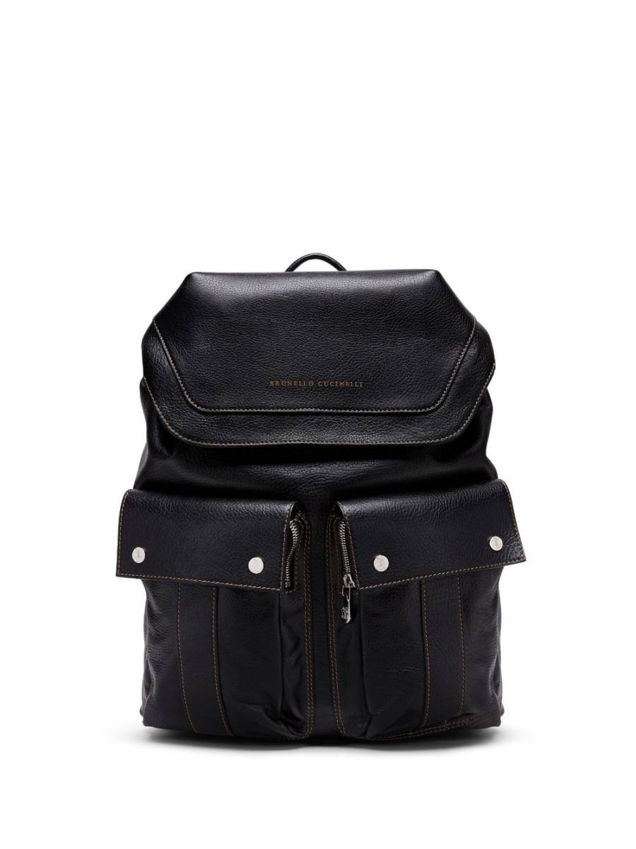 logo-print leather backpack
