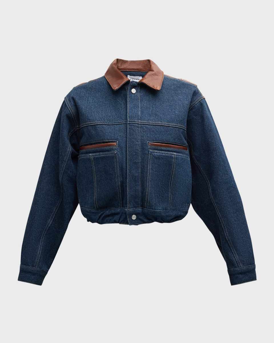 Atelier Denim and Leather Bomber Jacket