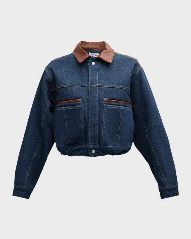 Atelier Denim and Leather Bomber Jacket