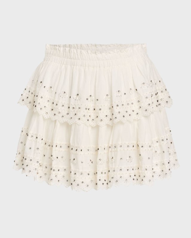 Embellished Ruffle Mini Skirt