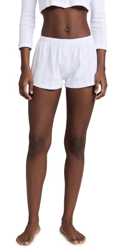 COUCOU The Shorts: Pointelle White