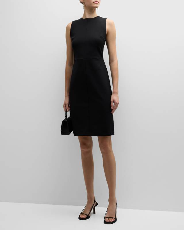 Sleeveless Seamed-Front Short Sheath Dress