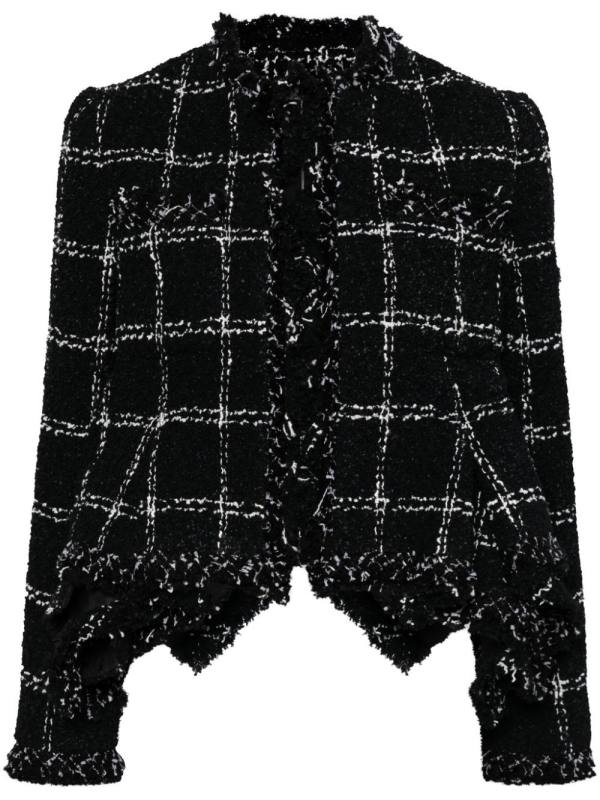 check-pattern tweed jacket