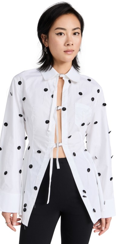 Jacquemus La Chemise Lavoir Brode White & Black Dots