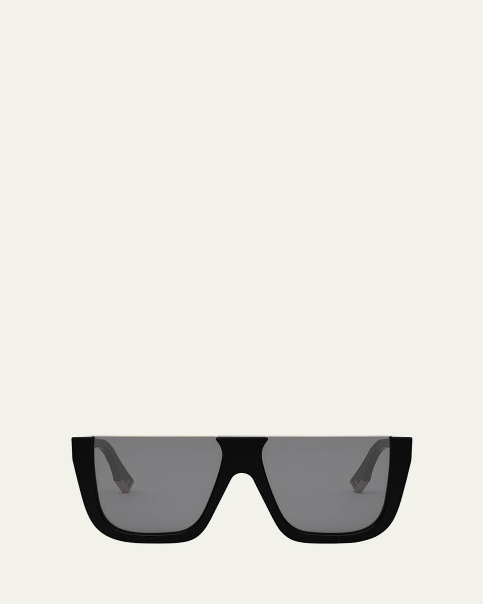 Flat-Top Logo Acetate Square Sunglasses