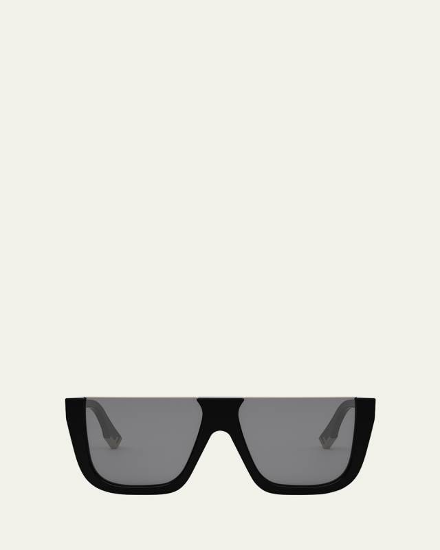 Flat-Top Logo Acetate Square Sunglasses
