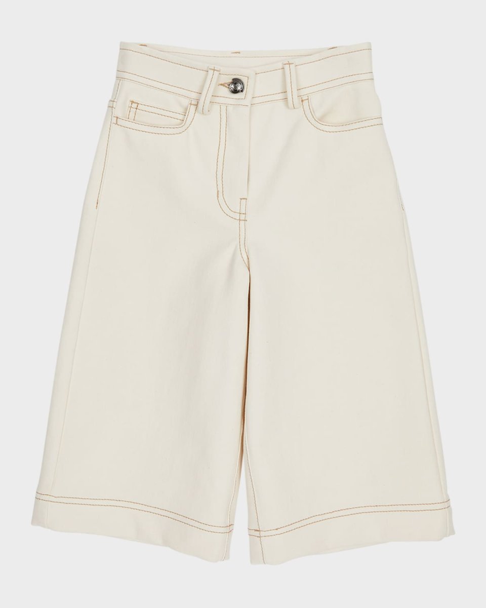 Girl's Wide-Leg Canvas Trousers, Size 8-14