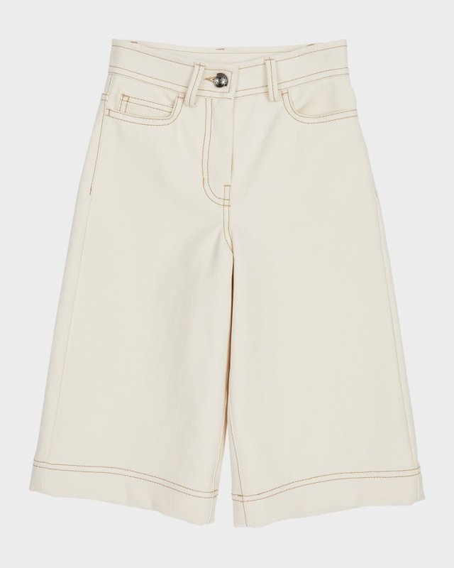 Girl's Wide-Leg Canvas Trousers, Size 8-14