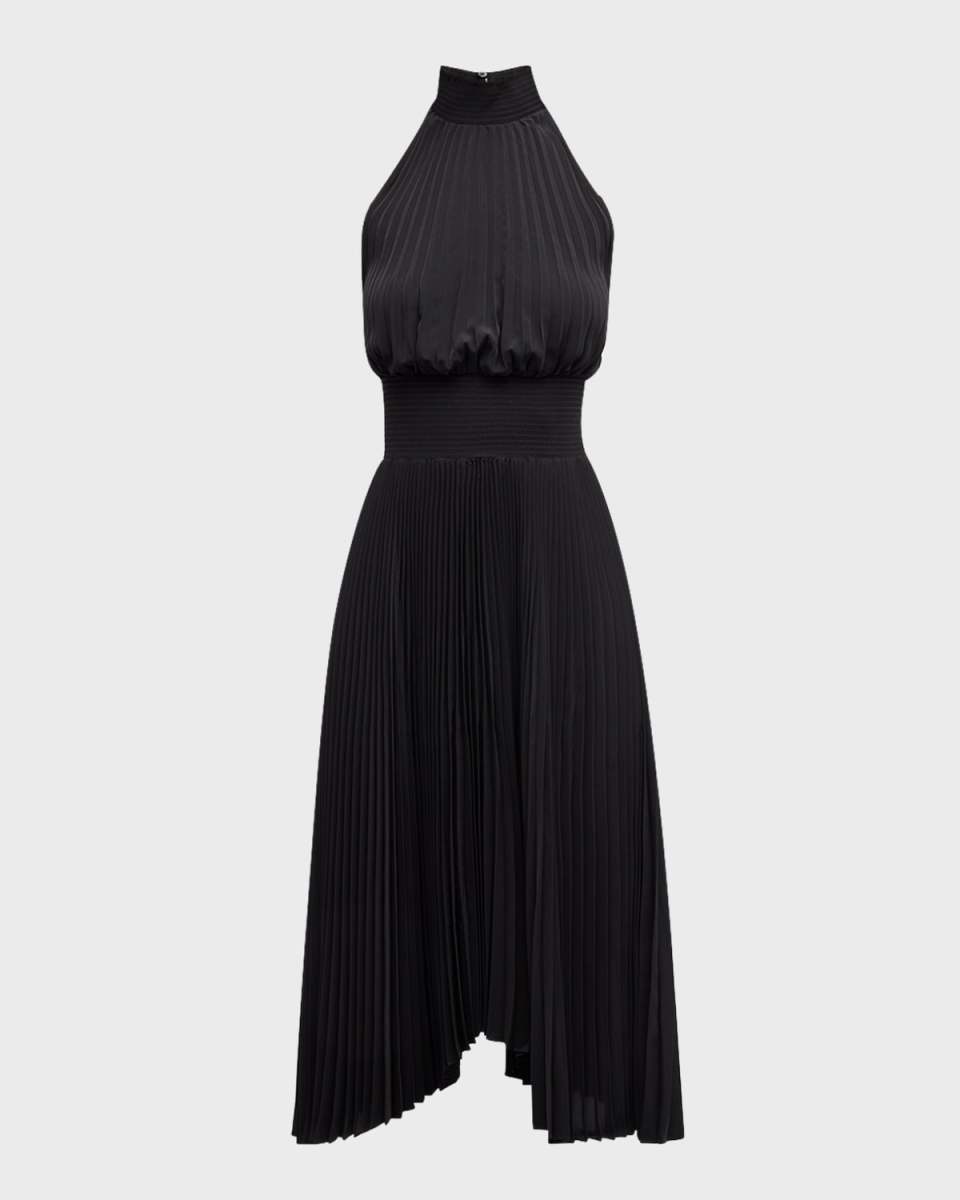 Renzo Pleated Halter Dress