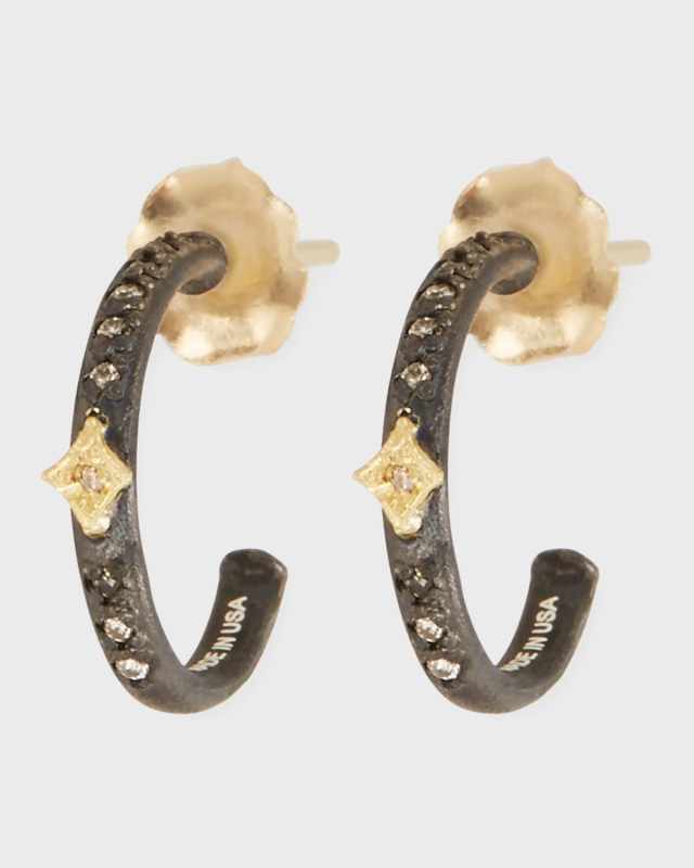 Old World Midnight Mini Diamond Huggie Hoop Earrings