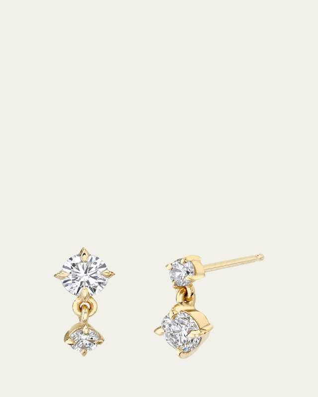 Alternating Double-Drop Diamond Earrings in 18k Yellow Gold