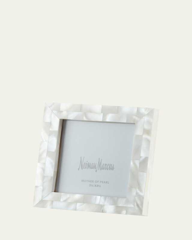Mother-of-Pearl Picture Frame, White, 3.5" x 3.5"