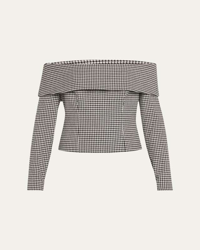 Stila Off-Shoulder Houndstooth Top